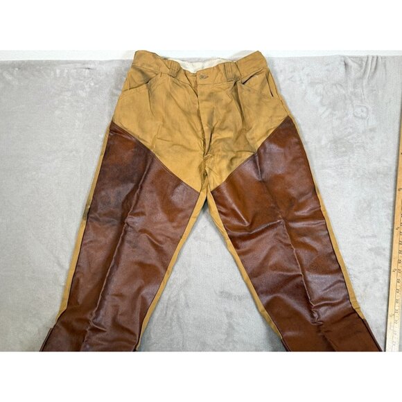 VINTAGE 'CHIEF' HUNTING PANTS/TROUSERS! BROWN VINYL FRONT & TRIM! USA! 28 x 29 - Picture 1 of 11